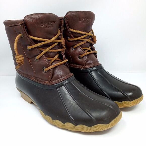 Sperry Top Sider Saltwater Girls Size 5 Waterproof Rubber Rain Ankle Duck Boots - Picture 2 of 8